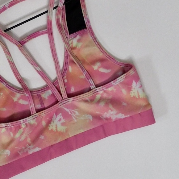 NWT!! Anthropologie DAILY PRACTICE Sofia Pink Floral Sports Bra Strappy Medium - Picture 10 of 13